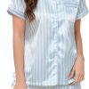 Women's Satin Button Up Pajama Set with Notch Collar
