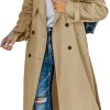 Women's Double Breasted Long Lapel Slim Windproof Overcoat with Belt