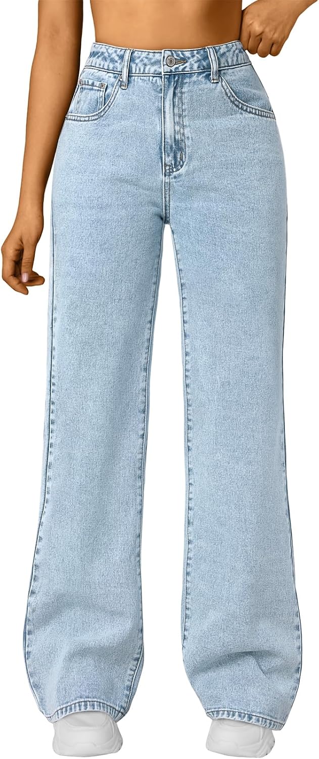 High-Waisted Stretch Straight-Leg Jeans