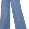 Elastic-Waist Cropped Wide-Leg Jeans