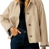 Women's Cropped Single Breasted Lapel Lightweight Fall Windbreaker Jacket
