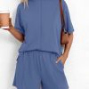 Casual 2 Piece Sets For Women Summer 2026 Short Sleeve Tops Shorts Spring Lounge Matching Workout Airport Outfits