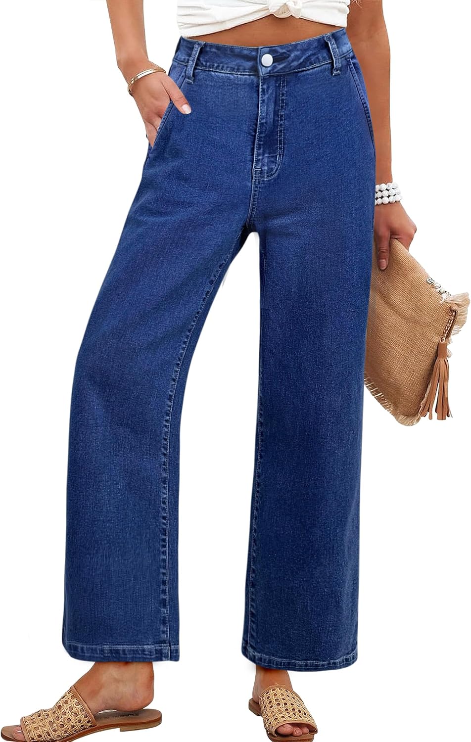 High-Waisted Cropped Straight-Leg Jeans
