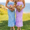 Strapless Floral Mesh Formal Dress